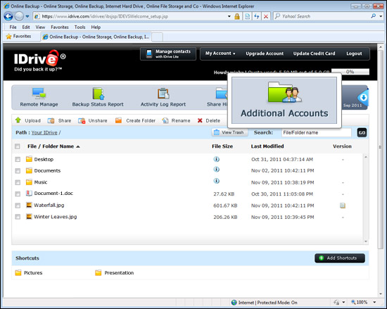 IDrive Additional Accounts