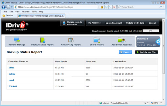 Backup Status Report