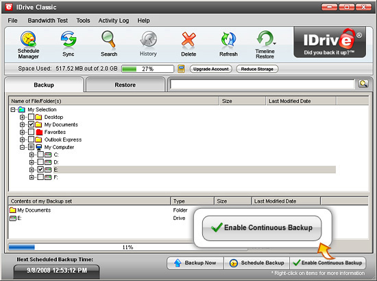 Enable Continuous Backup