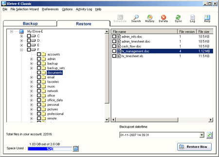 remote backup interface