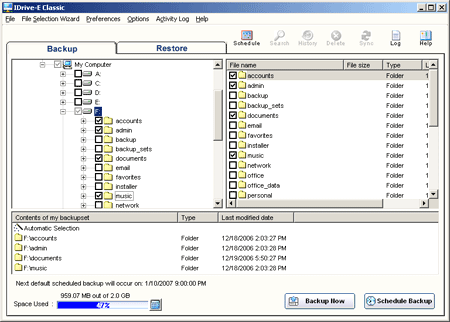 remote backup interface