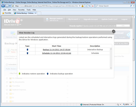 Web-based online backup management