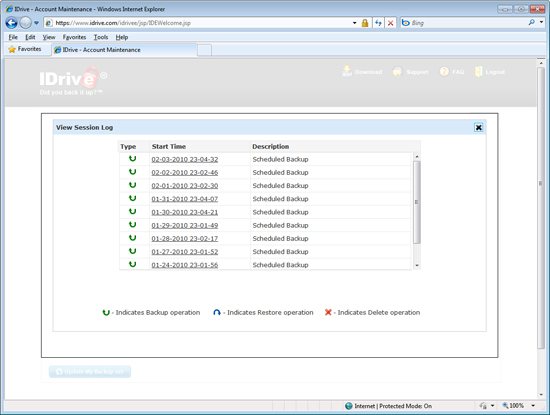 Web-based online backup management