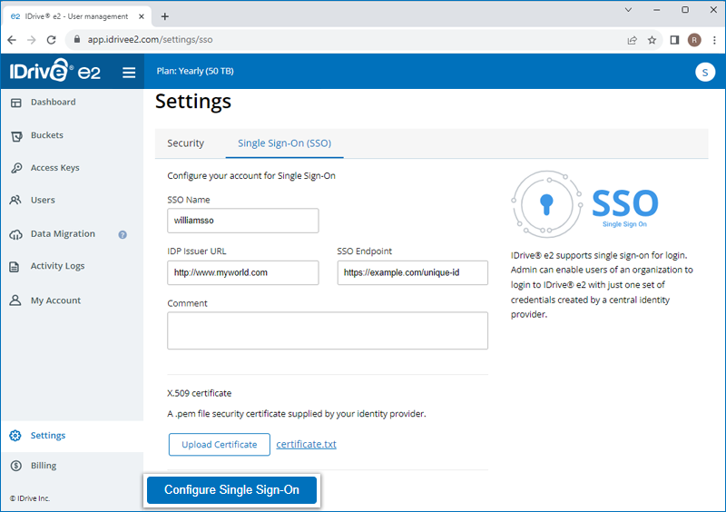 Configura Single Sign-On