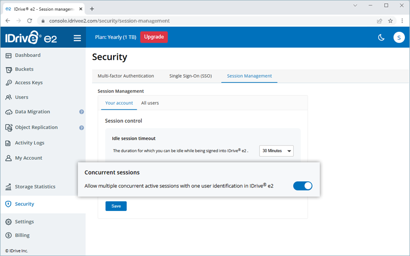 Activer les sessions simultanées