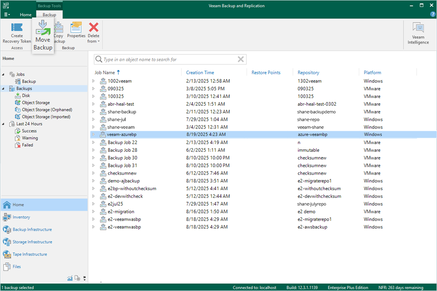 Migrate Veeam guide - Move backup screen from Azure Blob