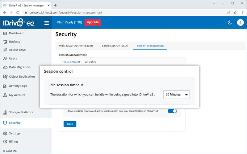 Compte de contrôle de session