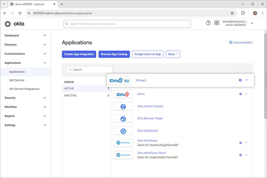 IDrive e2 sso page