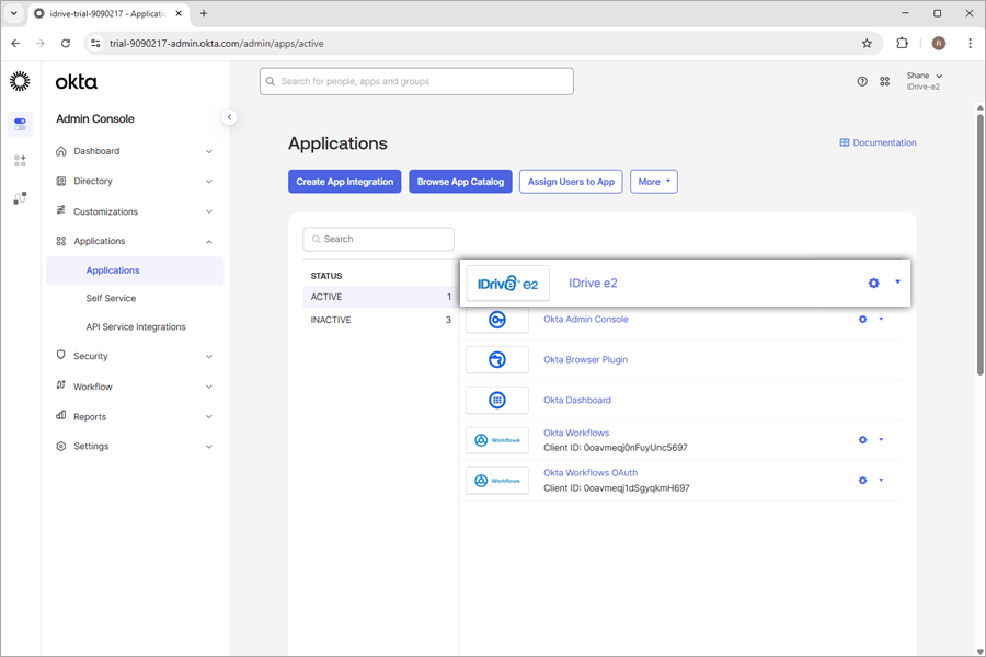 Cliquer sur l'application nouvellement créée