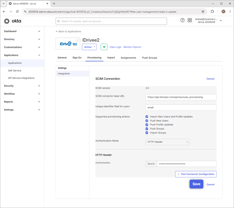 IDrive e2 sso page