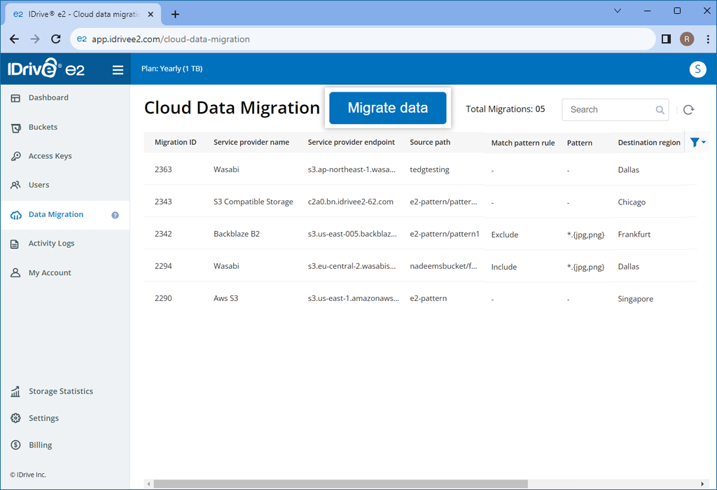 Navigate to the Data Migration tab, and click Migrate data