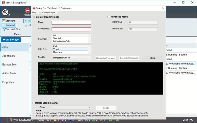 IDrive e2 with veritas backup Exec