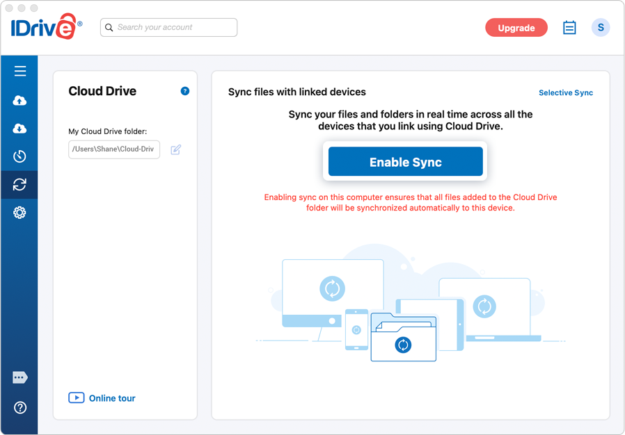 Cloud Drive folder synced to all linked devices on Mac screenshot