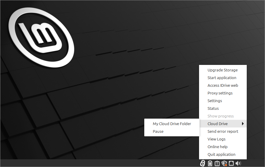 Go to My Cloud Drive Folder option in IDrive application screenshot