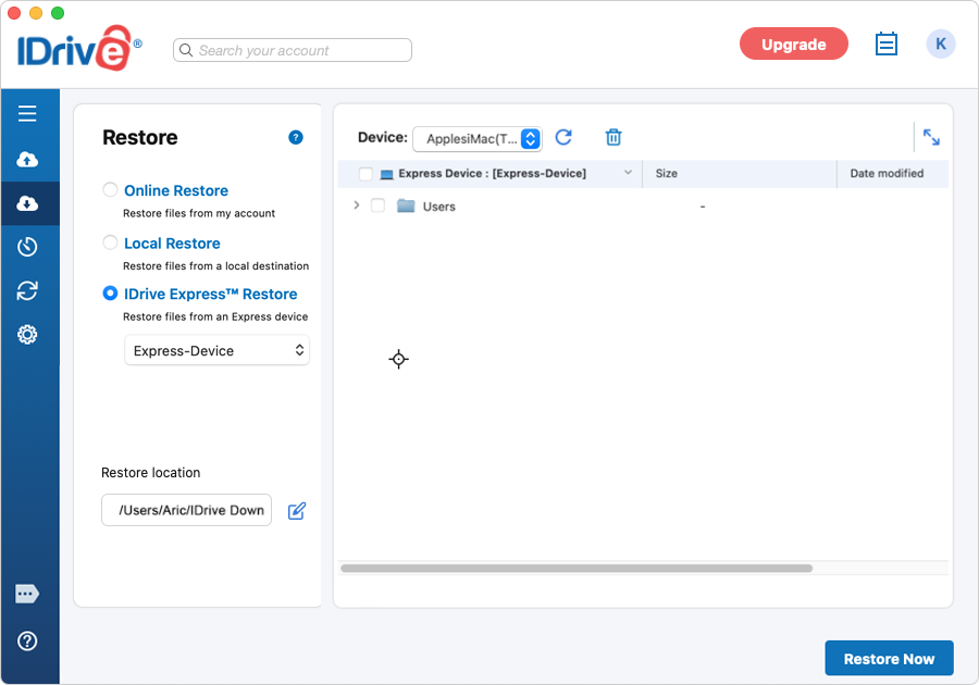 Idrive Express Restore
