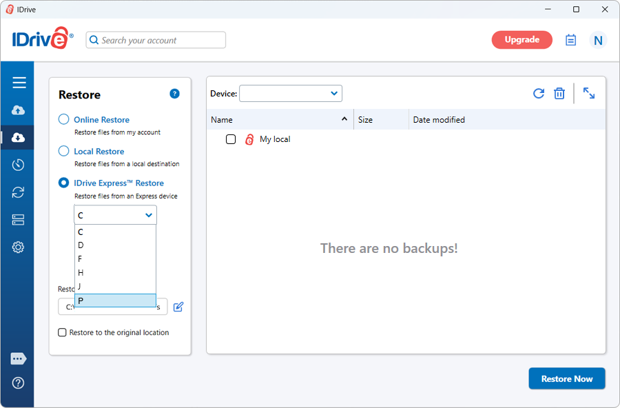 Select Restore Drive Windows